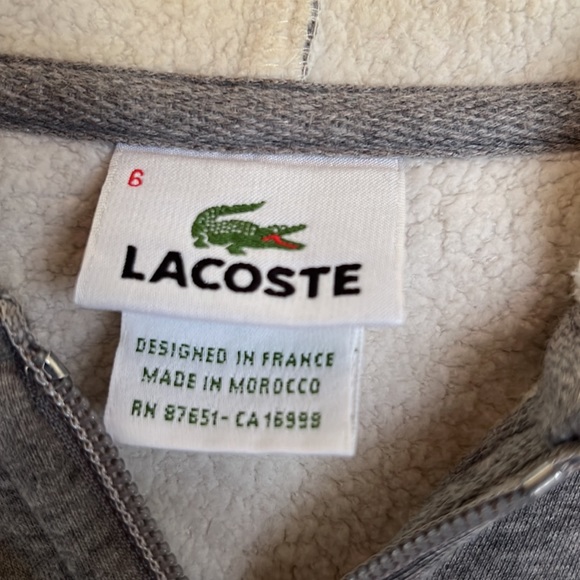 Cozy LaCoste sweatshirt for men size 6 or XL in great condition. Color is grey - Picture 2 of 4